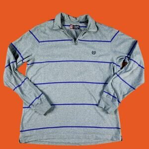 CHAPS GREY PURPLE STRIPE PREPPY PULLOVER SHIRT